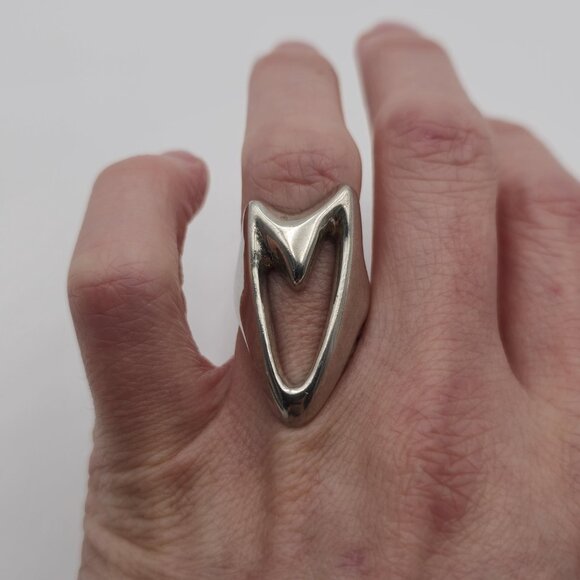 Size 6.75 Sterling Silver Thick Abstract Heart Heavy Ring A3482 - Picture 4 of 9